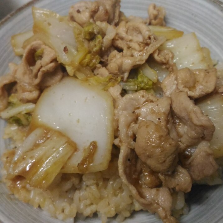 白菜と豚肉の生姜＆ニンニク甘辛丼
